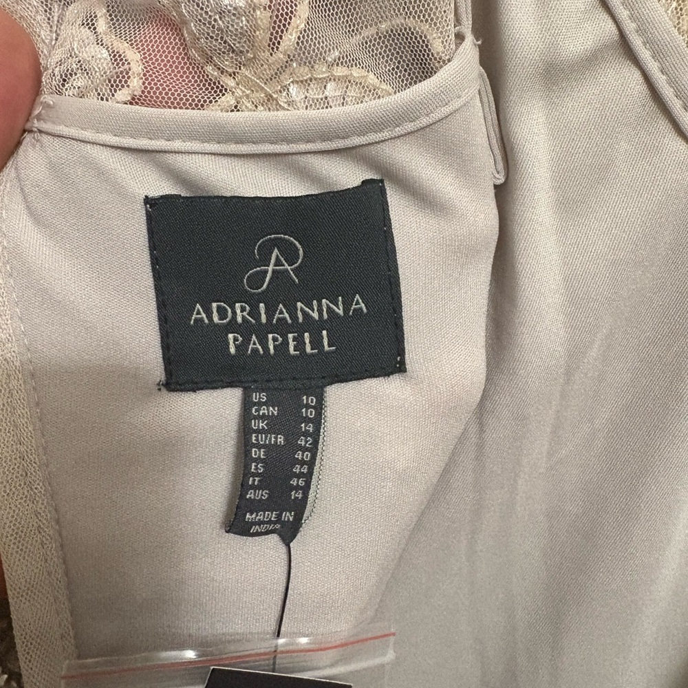 Adrianna Papell Beaded Floral Cocktail Dress,Latte,Size 10,NWT - Picture 3 of 15